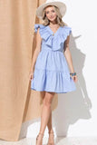 And The Why Chevron Ruffle Florence Hem Casual Dress - Rosa Apparel