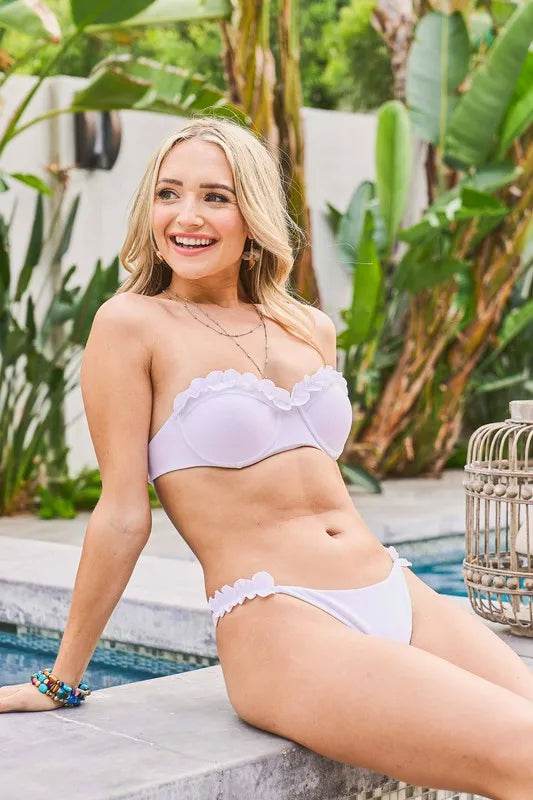 And The Why Frill Trim Bandeau Bikini Swim Set - Rosa Apparel