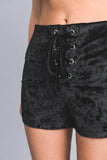 Annva USA Stretch Solid Velvet shorts with tie front - Rosa Apparel