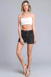 Annva USA Stretch Solid Velvet shorts with tie front - Rosa Apparel