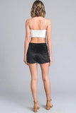 Annva USA Stretch Solid Velvet shorts with tie front - Rosa Apparel