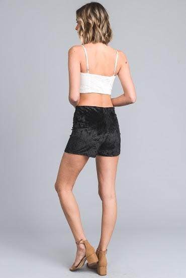 Annva USA Stretch Solid Velvet shorts with tie front - Rosa Apparel