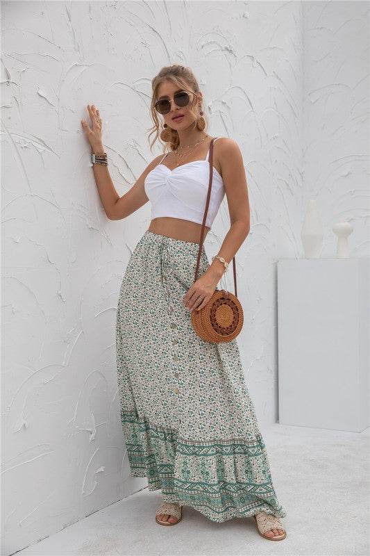 Womens Print Maxi Skirt - Rosa Apparel