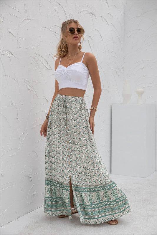 Womens Print Maxi Skirt - Rosa Apparel