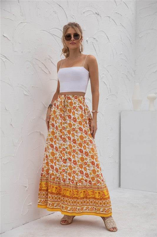 Womens Print Maxi Skirt - Rosa Apparel