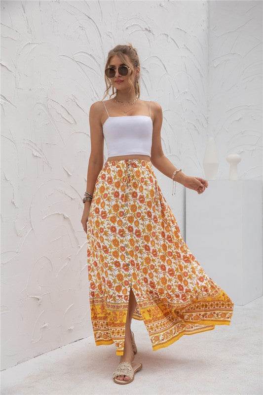 Womens Print Maxi Skirt - Rosa Apparel