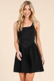 Backless Tie A-Line Square Neck Black Mini Dress - Rosa Apparel
