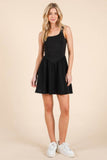 Backless Tie A-Line Square Neck Black Mini Dress - Rosa Apparel