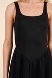 Backless Tie A-Line Square Neck Black Mini Dress - Rosa Apparel