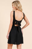 Backless Tie A-Line Square Neck Black Mini Dress - Rosa Apparel