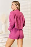 Basic Bae Buttoned Long Sleeve Top and Shorts Set - Rosa Apparel