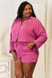 Basic Bae Buttoned Long Sleeve Top and Shorts Set - Rosa Apparel