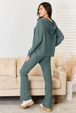 Basic Bae Full Size Ribbed Drawstring Hood Top and Straight Pants Set - Rosa Apparel