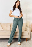Basic Bae Full Size Ribbed Drawstring Hood Top and Straight Pants Set - Rosa Apparel