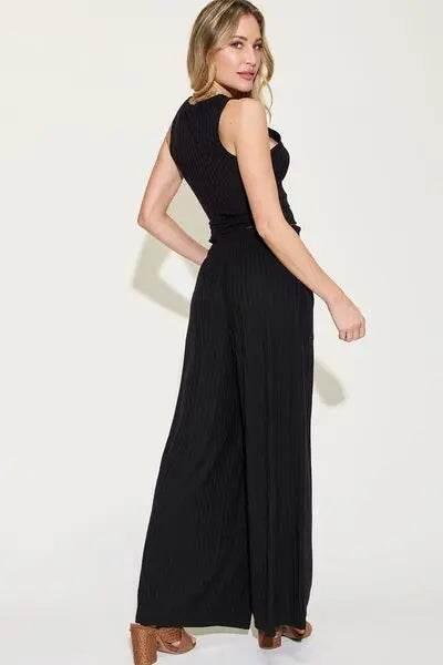 Basic Bae Full Size Ribbed Tank and Wide Leg Pants Set - Rosa Apparel