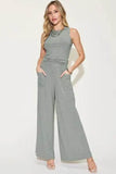 Basic Bae Full Size Ribbed Tank and Wide Leg Pants Set - Rosa Apparel