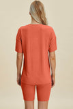 Basic Bae Full Size Ribbed V-Neck Short Sleeve Top and Shorts Set Stretchy Womenswear - Rosa Apparel