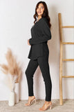 Basic Bae Full Size Notched Long Sleeve Top and Pants Set - Rosa Apparel