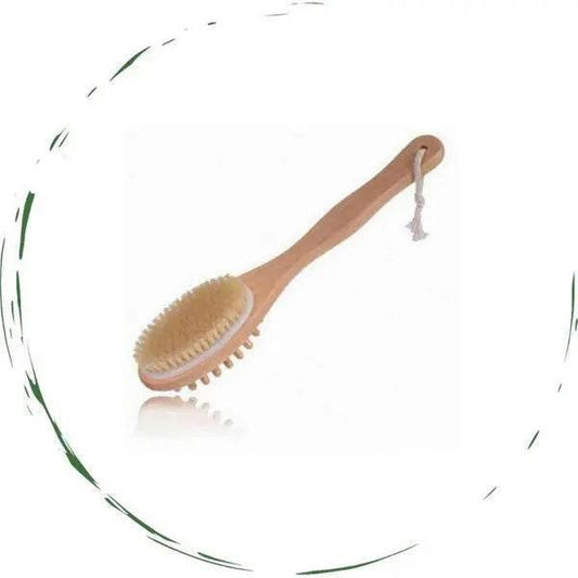 BeNat Natural Boar Bristle Wooden Bath & Body Brush with Long Handle. Eco-Friendly. 13.7in Long. - Rosa Apparel