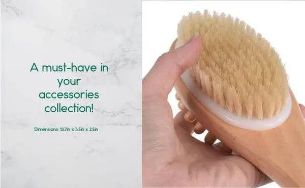 BeNat Natural Boar Bristle Wooden Bath & Body Brush with Long Handle. Eco-Friendly. 13.7in Long. - Rosa Apparel