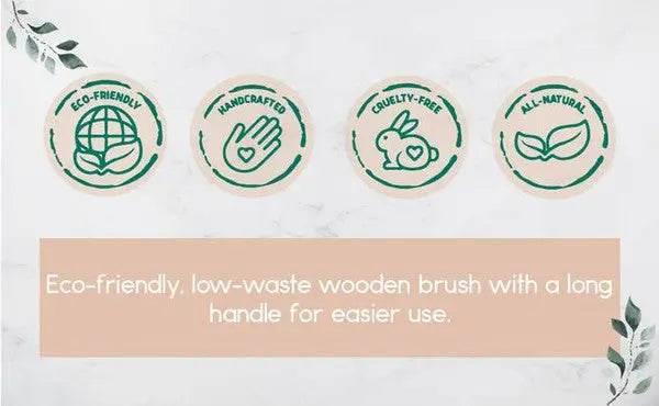 BeNat Natural Boar Bristle Wooden Bath & Body Brush with Long Handle. Eco-Friendly. 13.7in Long. - Rosa Apparel