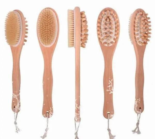 BeNat Natural Boar Bristle Wooden Bath & Body Brush with Long Handle. Eco-Friendly. 13.7in Long. - Rosa Apparel