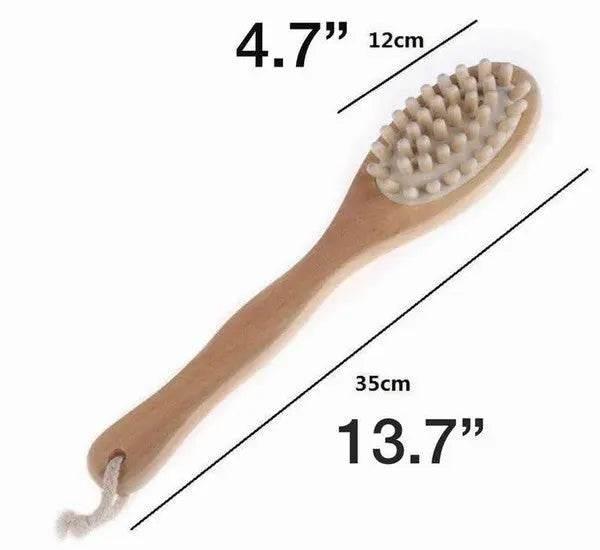 BeNat Natural Boar Bristle Wooden Bath & Body Brush with Long Handle. Eco-Friendly. 13.7in Long. - Rosa Apparel