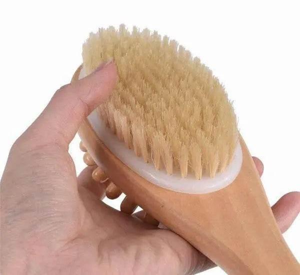BeNat Natural Boar Bristle Wooden Bath & Body Brush with Long Handle. Eco-Friendly. 13.7in Long. - Rosa Apparel