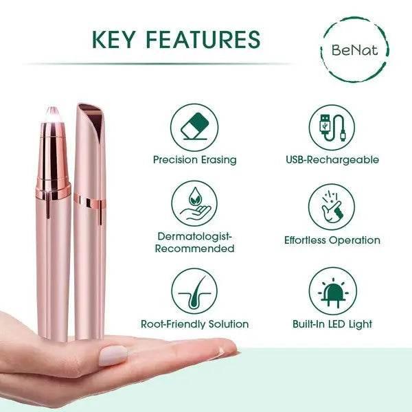 BeNat The Effortless Trio Beauty Kit Facial & Eyebrow Hair Removal & Eyelash Curler - Rosa Apparel
