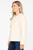 Beige Textured Double-Breasted Faux Shearling Jacket – Rosa Apparel - Rosa Apparel