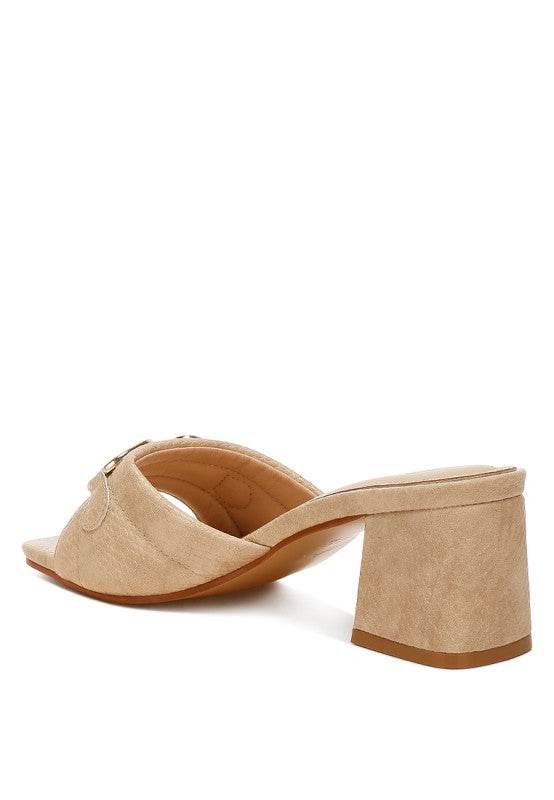 Bellamy Horsebit Detail Snake Print Sandals – Women’s Low Block Heel Sandals by Rosa Apparel - Rosa Apparel