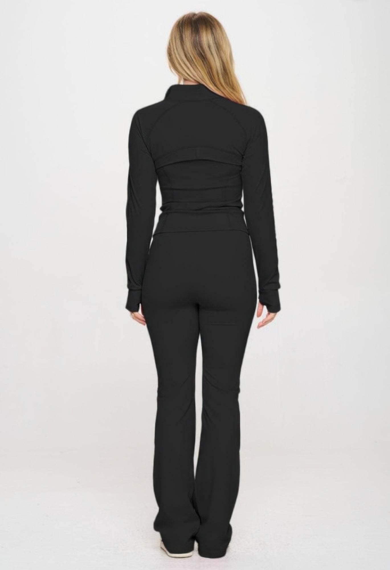 Black Yoga Jacket with Jumpsuit Set - Rosa Apparel