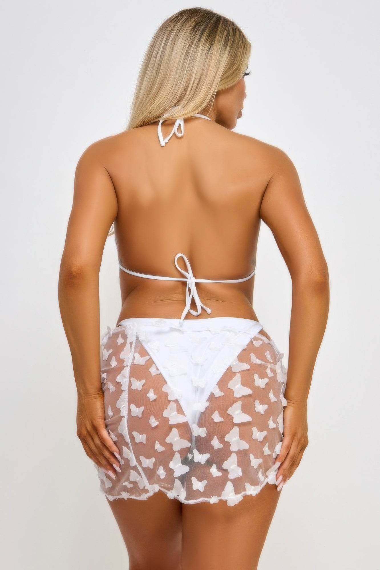 Blossom Tanga Jacquard Mesh Side Tie Bikini Set - Rosa Apparel