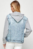 Blue Age Women’s Denim Jacket with Fleece Hoodie – Casual Boyfriend Fit - Rosa Apparel
