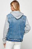 Blue Age Women’s Denim Jacket with Fleece Hoodie – Casual Boyfriend Fit - Rosa Apparel