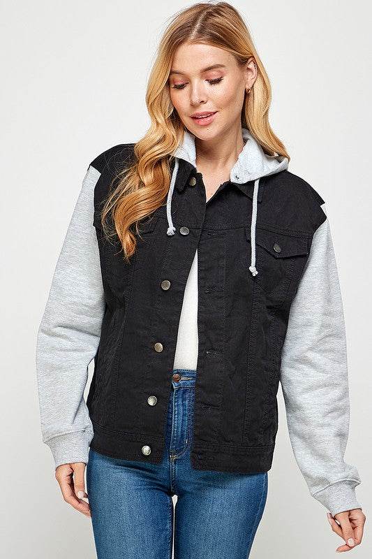 Blue Age Women’s Denim Jacket with Fleece Hoodie – Casual Boyfriend Fit - Rosa Apparel