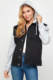 Blue Age Women’s Denim Jacket with Fleece Hoodie – Casual Boyfriend Fit - Rosa Apparel