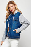 Blue Age Women’s Denim Jacket with Fleece Hoodie – Casual Boyfriend Fit - Rosa Apparel