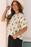 Bow Print Puff Short Sleeve Top - Rosa Apparel