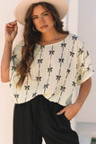 Bow Print Puff Short Sleeve Top - Rosa Apparel