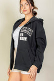 Brooklyn New York Graphic Drop Shoulder Zipper Up Hoodie - Rosa Apparel
