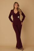Burgundy Oval Crystal Stone Wrap Jumpsuit – Rosa Apparel - Rosa Apparel