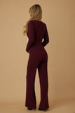 Burgundy Oval Crystal Stone Wrap Jumpsuit – Rosa Apparel - Rosa Apparel