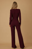 Burgundy Oval Crystal Stone Wrap Jumpsuit – Rosa Apparel - Rosa Apparel