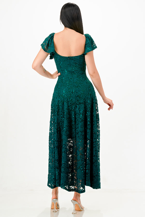 Butterfly sleeve lace dress