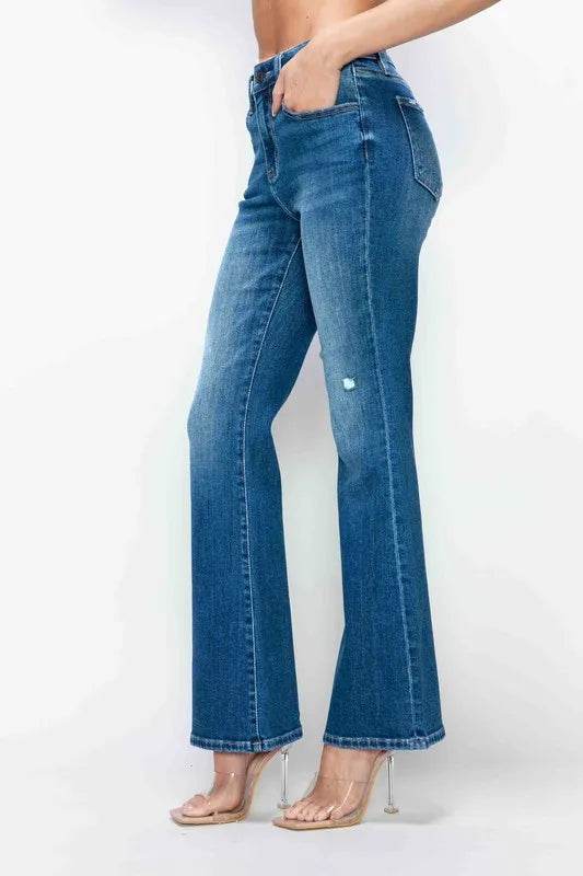 Bytos Full Size High Rise Bootcut Jeans with Pockets - Rosa Apparel