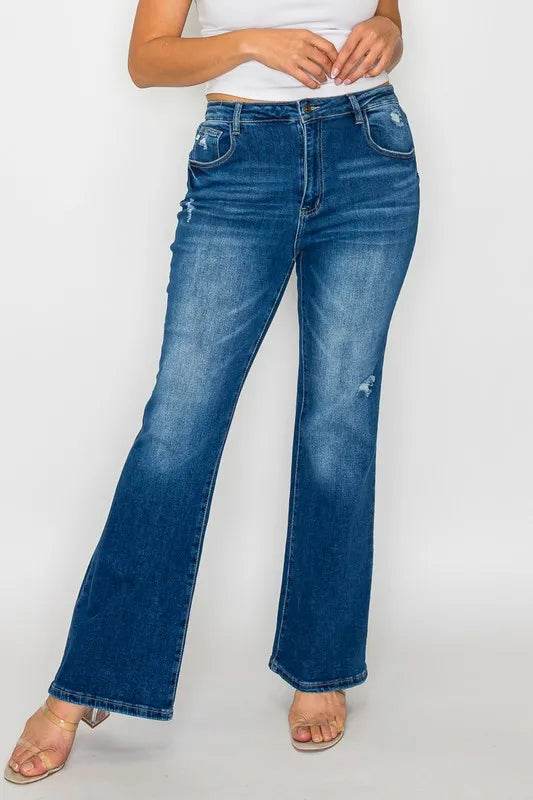 Bytos Full Size High Rise Bootcut Jeans with Pockets - Rosa Apparel