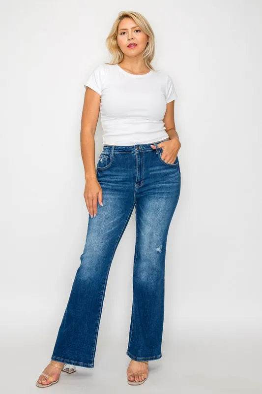 Bytos Full Size High Rise Bootcut Jeans with Pockets - Rosa Apparel