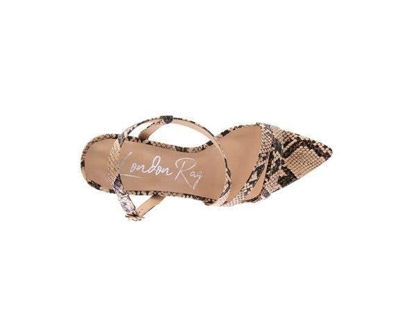 CHERRY TART Snake Print Spool Heel Sandals - Rosa Apparel
