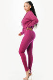 Cable Hoodie Sweater 2pcs Set Fuchsia - Rosa Apparel